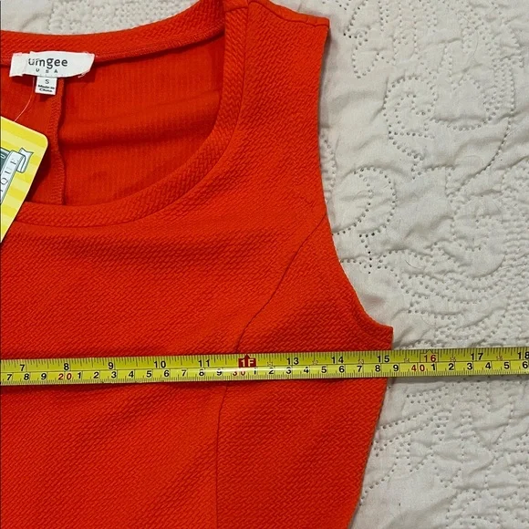 Umgee Bright Orange Sleeveless Fit-and-Flare Dress - Picture 7 of 11